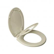 Bemis 483SLOW 006 - NextStep Child/Adult Round Toilet Seat in Bone with STA-TITE Seat Fastening System, Easy-Clean &am