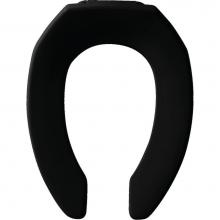 Bemis 1955CT 047 - Elongated Commercial Plastic Open Front Less Cover Toilet Seat with STA-TITE Check Hinge - Black