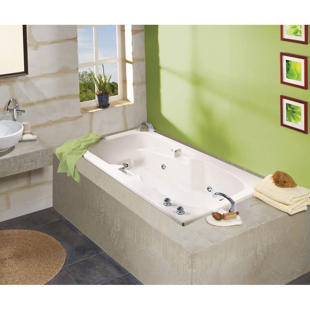 Lopez 71.625 in. x 36.125 in. Alcove Bathtub with Whirlpool System End Drain in White