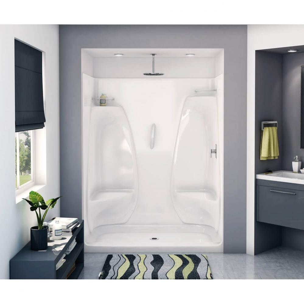 ACSH-3P-60 60 in. x 34.25 in. x 77 in. 3-piece Shower with Two Seats, Center Drain in White