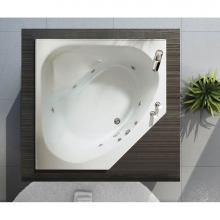 Maax 100054-097-001 - Tandem II 6060 Acrylic Corner Center Drain Combined Whirlpool & Aeroeffect Bathtub in White